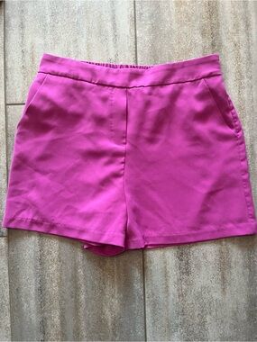 Skies Are Blue High-Waist Magenta Tailored Shorts